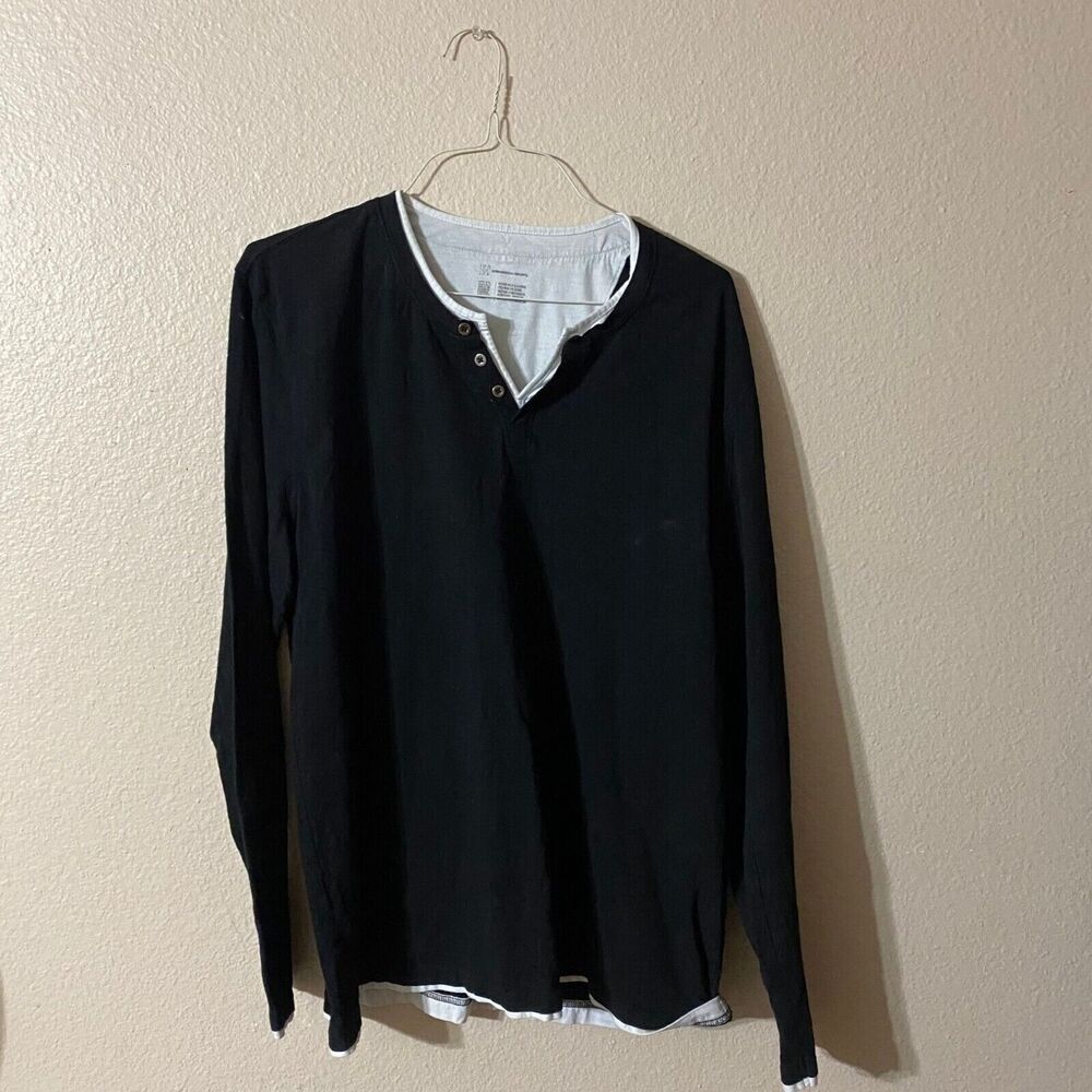 #7523 INC Women's Black and White International Concepts Long Sleeve Shirt Size
